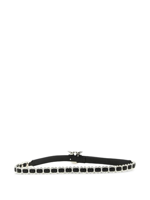 PINKO Love Birds rhinestone-embellished leather belt - Black - zdjęcie produktu nr 2