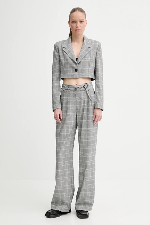 Alohas spodnie Cata damskie kolor szary proste high waist R100919 - zdjęcie produktu nr 2
