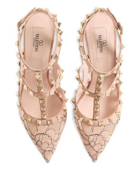 Valentino Garavani 100mm Rockstud Lace strap pumps - Neutrals - zdjęcie produktu nr 2