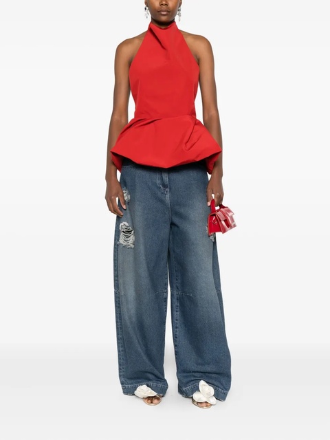Magda Butrym halterneck peplum top - Red - zdjęcie produktu nr 1