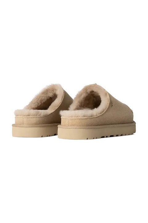 UGG klapki zamszowe Greenport Slide damskie kolor beżowy na platformie 1167610-SAN - zdjęcie produktu nr 2