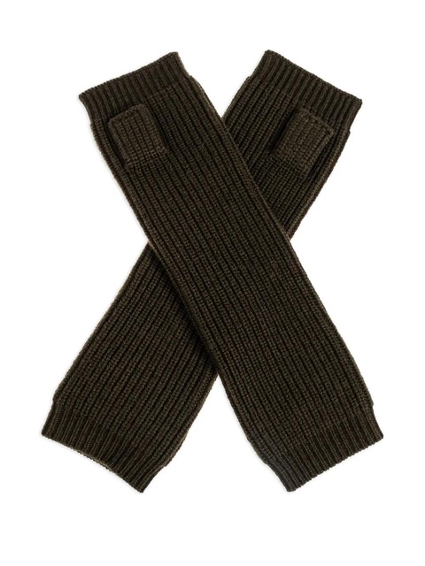 ISABEL MARANT ribbed logo-patch gloves - Brown - zdjęcie produktu nr 2