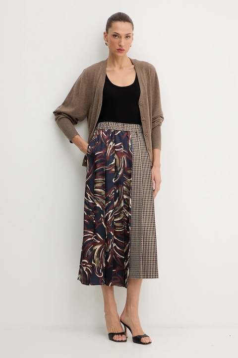 Weekend Max Mara spódnica z dodatkiem wełny FANALE kolor granatowy midi rozkloszowana 2525106092600 - zdjęcie produktu nr 2