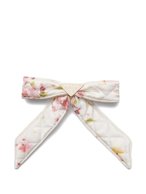 Prada quilted floral-print bow hair clip - White - zdjęcie produktu nr 1