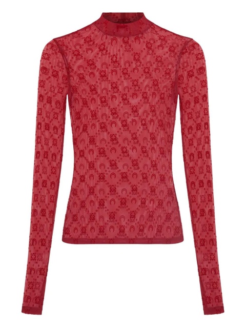 Marine Serre moonogram high-neck top - Red - zdjęcie produktu nr 1