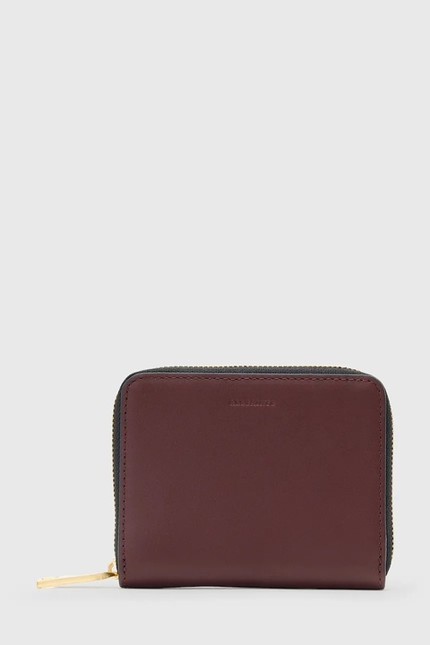 AllSaints portfel skórzany LENA HEX damski kolor czerwony W130XC - zdjęcie produktu nr 1