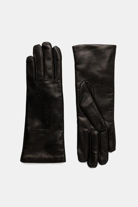 Weekend Max Mara rękawiczki skórzane SENAPESHORT damskie kolor czarny 2525566035600 - zdjęcie produktu nr 1