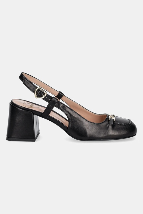 Love Moschino czółenka skórzane kolor czarny na słupku z odkrytą piętą JA10107G1MIA0000 - zdjęcie produktu nr 2