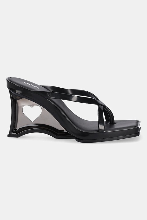 Melissa japonki GLASS HEEL AD damskie kolor czarny na koturnie M 35801 AW696 - zdjęcie produktu nr 1