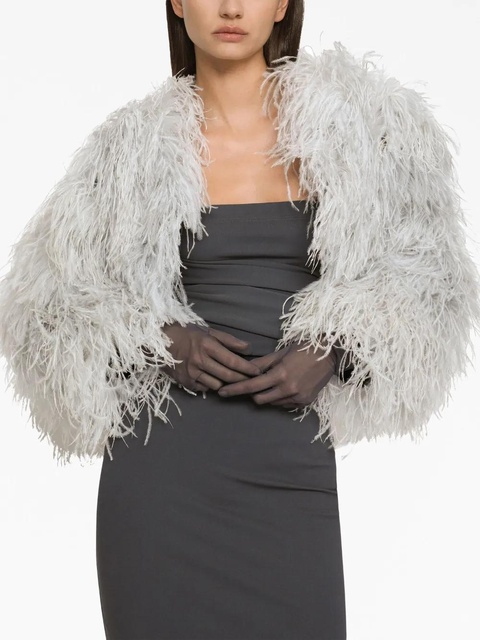 Dolce & Gabbana KIM DOLCE&GABBANA feather-trim bolero jacket - Grey - zdjęcie produktu nr 2