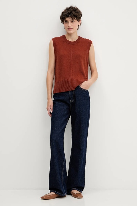 Pedro del Hierro kamizelka z dodatkiem wełny damski kolor pomarańczowy 5502016 - zdjęcie produktu nr 2