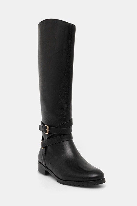Lauren Ralph Lauren kozaki skórzane Collins Tll damskie kolor czarny na płaskim obcasie 802967771001 - zdjęcie produktu nr 1