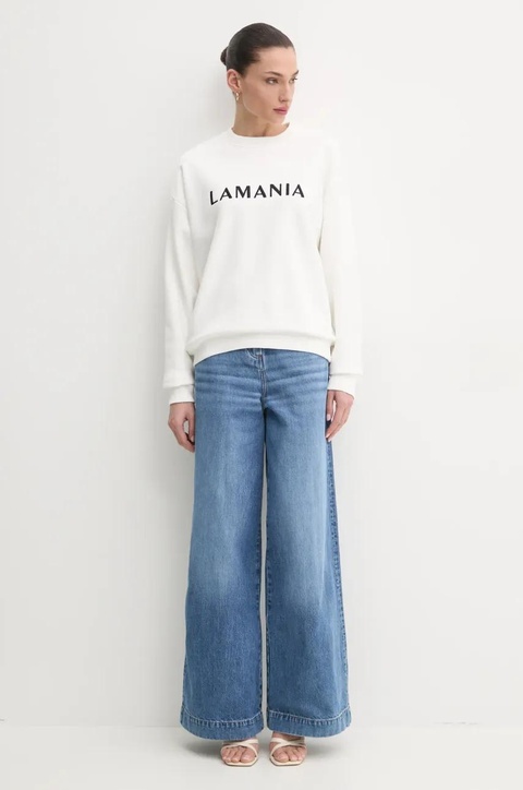 La Mania bluza bawełniana damska kolor biały z aplikacją CHILL - zdjęcie produktu nr 2