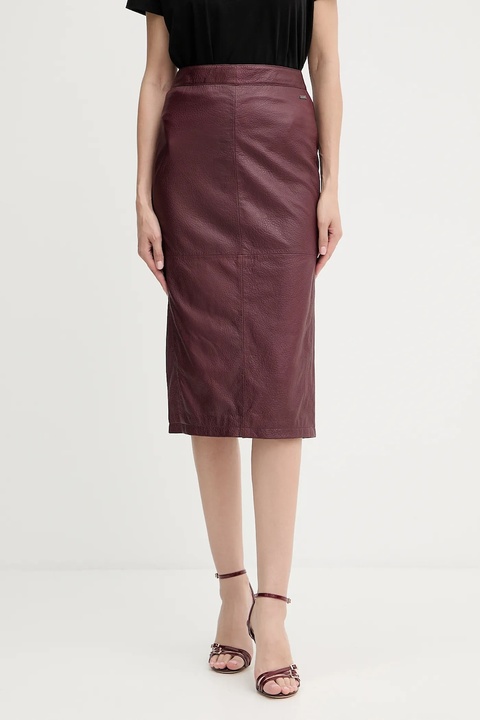 Armani Exchange spódnica skórzana kolor bordowy midi ołówkowa XW001239 AF16212 - zdjęcie produktu nr 1