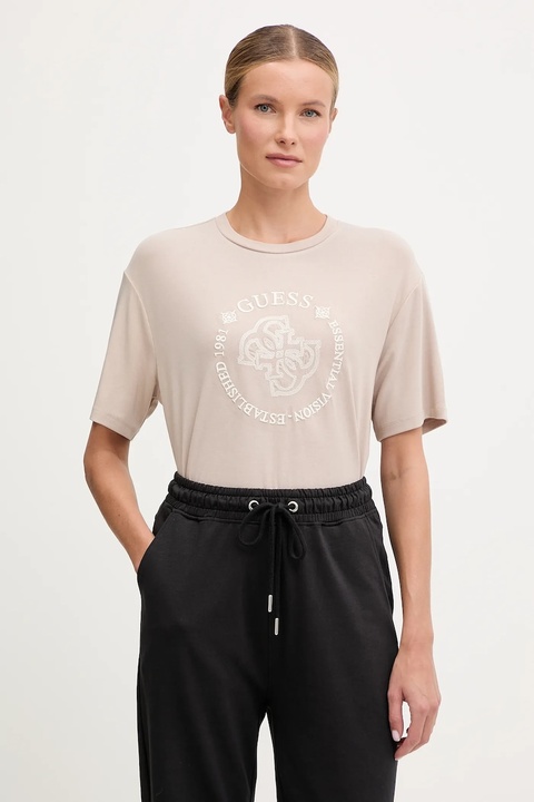 Guess t-shirt CARLA damski kolor beżowy V5YI05 KCOA2 - zdjęcie produktu nr 1