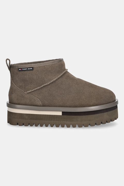 Tommy Jeans śniegowce zamszowe TJW FLATFORM SNOW BOOT SUEDE kolor zielony EN0EN02841 - zdjęcie produktu nr 2