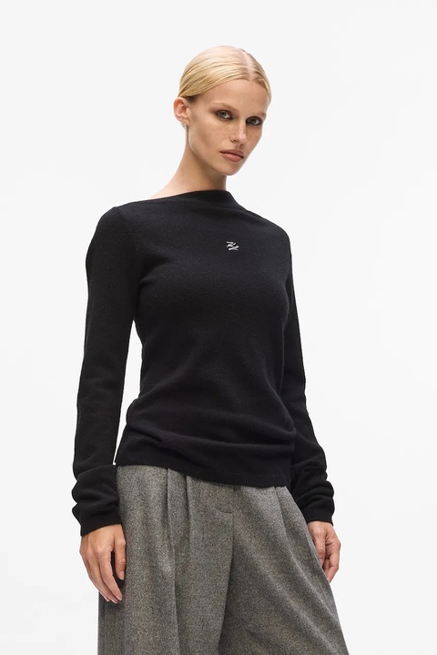 Karl Lagerfeld sweter kaszmirowy damskie kolor czarny lekki A4W18042 - zdjęcie produktu nr 1