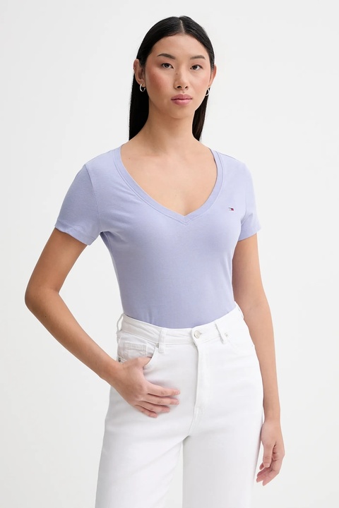 Tommy Jeans t-shirt bawełniany damski kolor granatowy DW0DW20458 - zdjęcie produktu nr 1