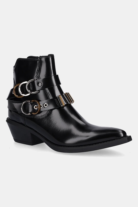 Pinko botki skórzane Tex 13 damskie kolor czarny na słupku SD0343P114Z99 - zdjęcie produktu nr 1