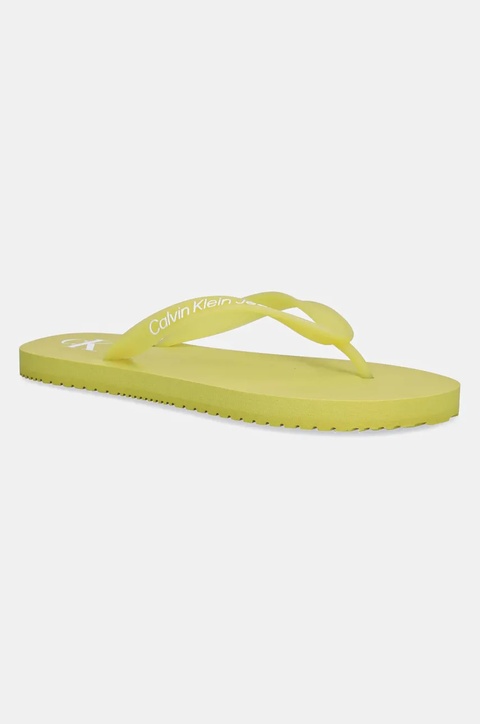 Calvin Klein Jeans japonki BEACH SANDAL TRANSPARENT TPU damskie kolor zielony na płaskim obcasie YW0YW01829 - zdjęcie produktu nr 1