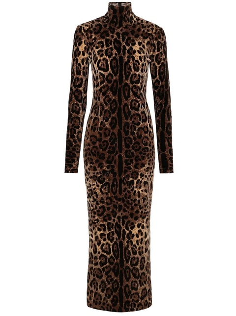 Dolce & Gabbana leopard-print mid-length dress - Brown - zdjęcie produktu nr 1