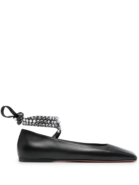 Amina Muaddi Ane leather ballerina shoes - Black - zdjęcie produktu nr 1