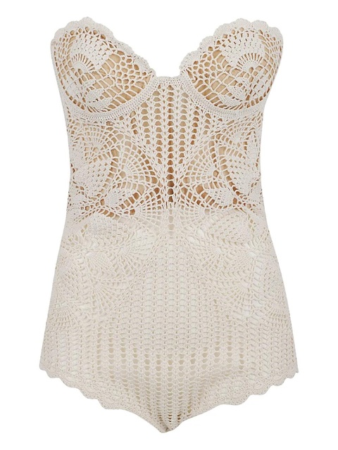Magda Butrym crochet scalloped bodysuit - Neutrals - zdjęcie produktu nr 1