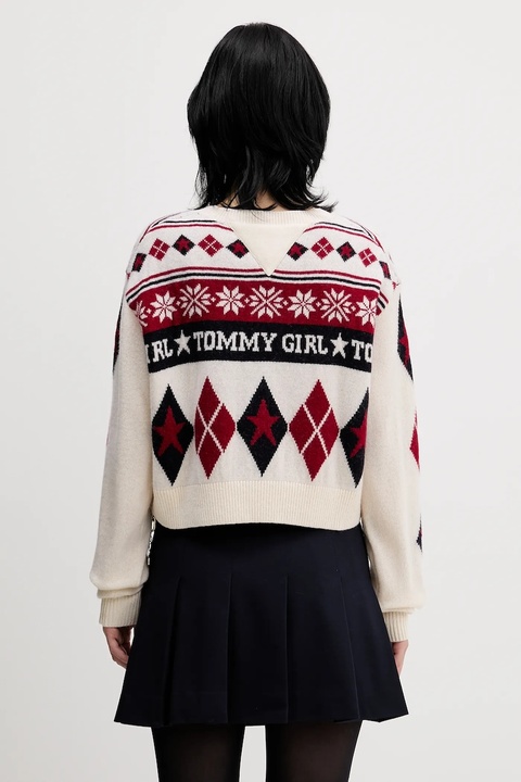Tommy Jeans sweter wełniany damski kolor beżowy DW0DW22498 - zdjęcie produktu nr 2