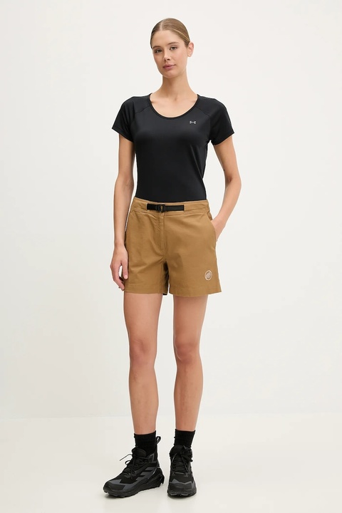 Mammut szorty outdoorowe Tamaro damskie kolor zielony gładkie high waist 1023-01180 - zdjęcie produktu nr 2