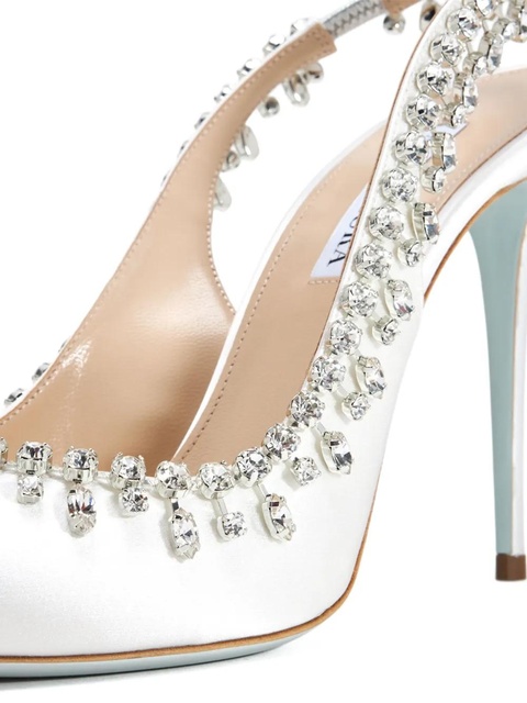 Aquazzura 105mm Temptation crystal-embellished slingback sandals - White - zdjęcie produktu nr 2