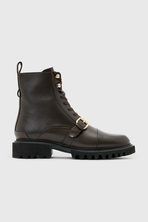 AllSaints workery skórzane Tori Boot damskie kolor brązowy na płaskim obcasie W119FB - zdjęcie produktu nr 1