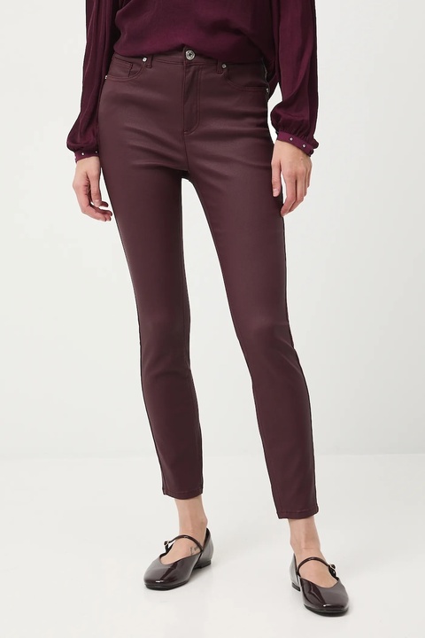 Medicine spodnie damskie kolor bordowy dopasowane medium waist - zdjęcie produktu nr 1