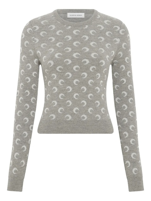 Marine Serre moon-jacquard crew-neck sweater - Grey - zdjęcie produktu nr 1