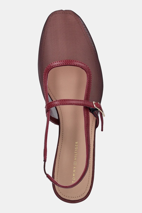 Tommy Hilfiger baleriny MESH ROUND HEEL BALLERINA kolor bordowy z odkrytą piętą FW0FW08962 - zdjęcie produktu nr 2