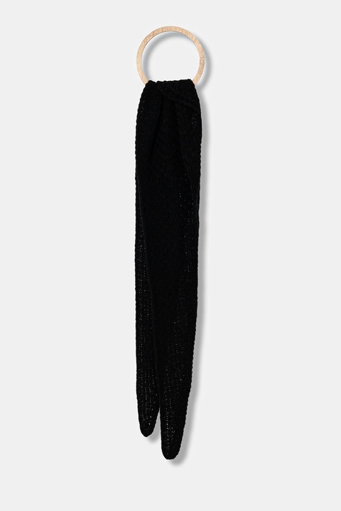 Answear.LAB szalik z wełną merino damski kolor czarny gładki - zdjęcie produktu nr 2