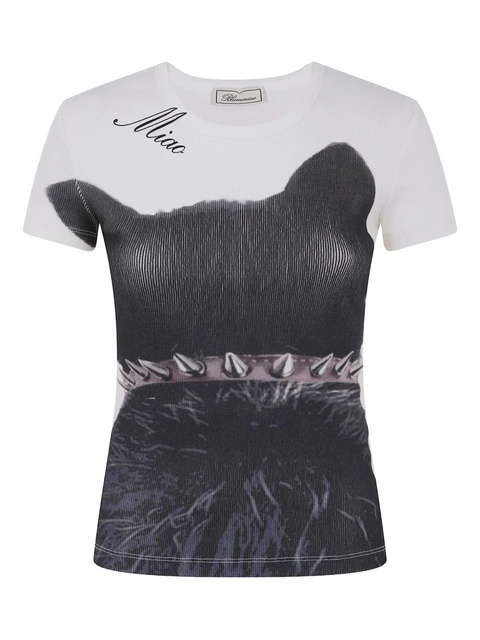 Blumarine ribbed cat-print T-shirt - Black - zdjęcie produktu nr 1