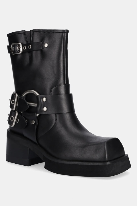 Jeffrey Campbell botki skórzane STUBBORN damskie kolor czarny na słupku C529D-E501 - zdjęcie produktu nr 1