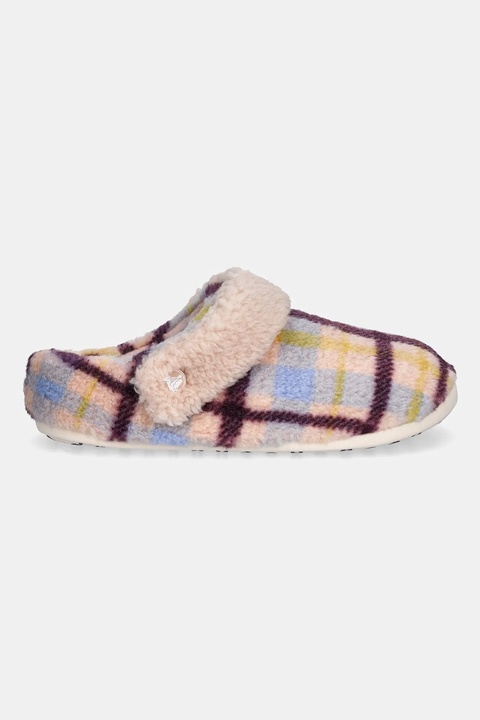Crocs kapcie Classic Cozzzy Plaid Slipper kolor różowy 211911 - zdjęcie produktu nr 2