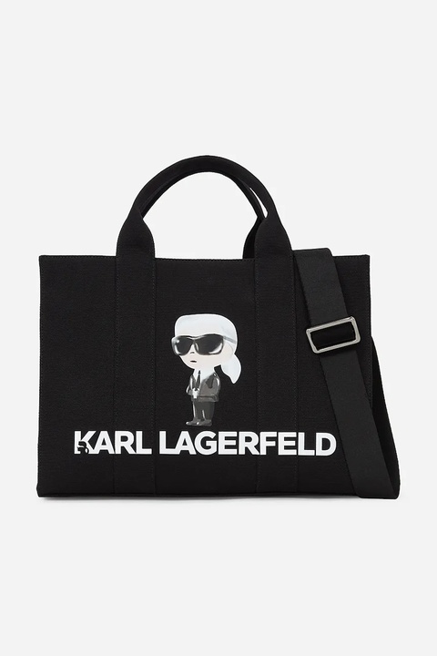 Karl Lagerfeld torebka bawełniana IKON kolor czarny A2W50047 - zdjęcie produktu nr 1
