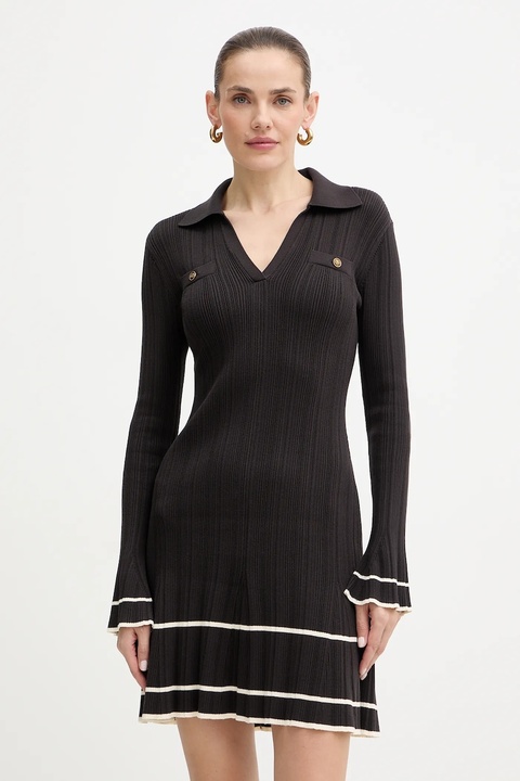 Twinset sukienka kolor brązowy mini rozkloszowana 252TT3230 - zdjęcie produktu nr 1