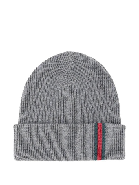 Gucci ribbed web beanie - Grey - zdjęcie produktu nr 1