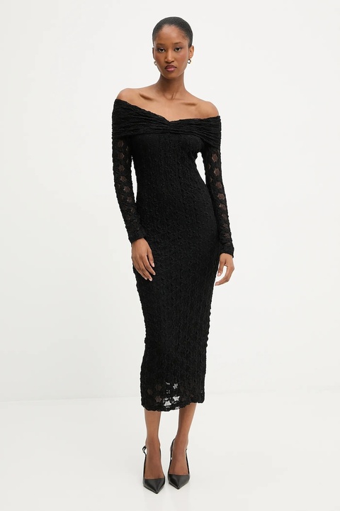 Answear.LAB sukienka kolor czarny midi dopasowana - zdjęcie produktu nr 2