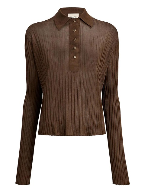 KHAITE Vin ribbed buttoned-top - Brown - zdjęcie produktu nr 1