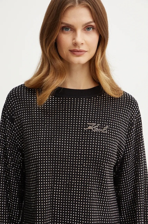 Karl Lagerfeld sweter damski kolor czarny 246W2009 - zdjęcie produktu nr 2