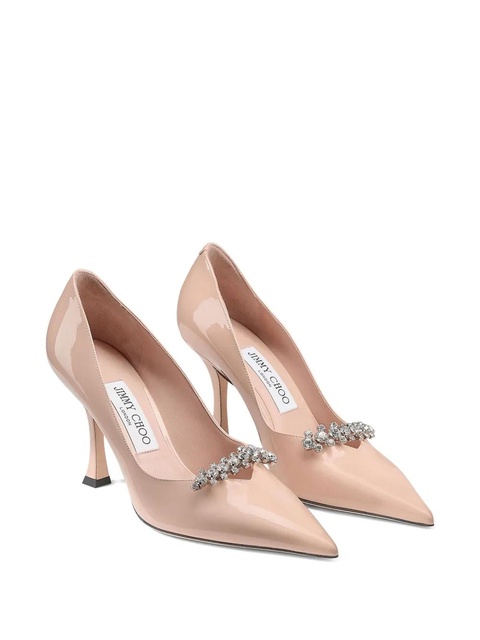 Jimmy Choo 90mm Belinda patent-leather crystal-embellished pumps - Neutrals - zdjęcie produktu nr 1