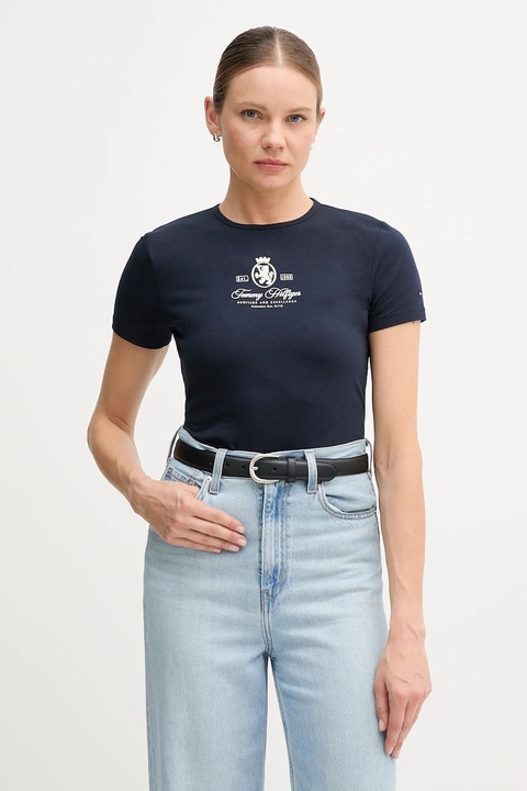 Tommy Hilfiger t-shirt damski kolor granatowy WW0WW47316 - zdjęcie produktu nr 1