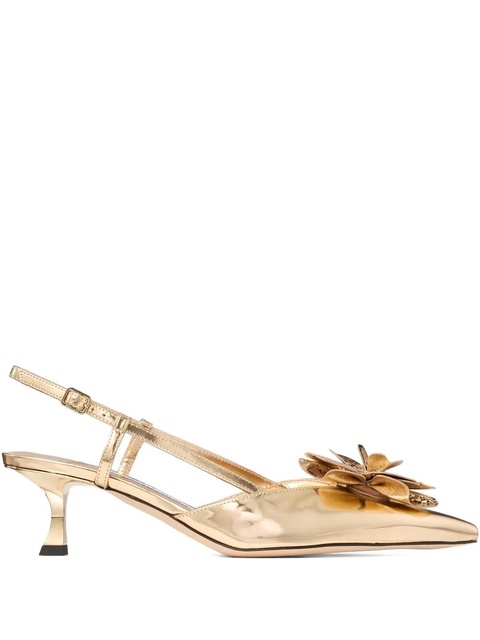 Jimmy Choo 50mm Mimmi floral sling back pumps - Gold - zdjęcie produktu nr 1