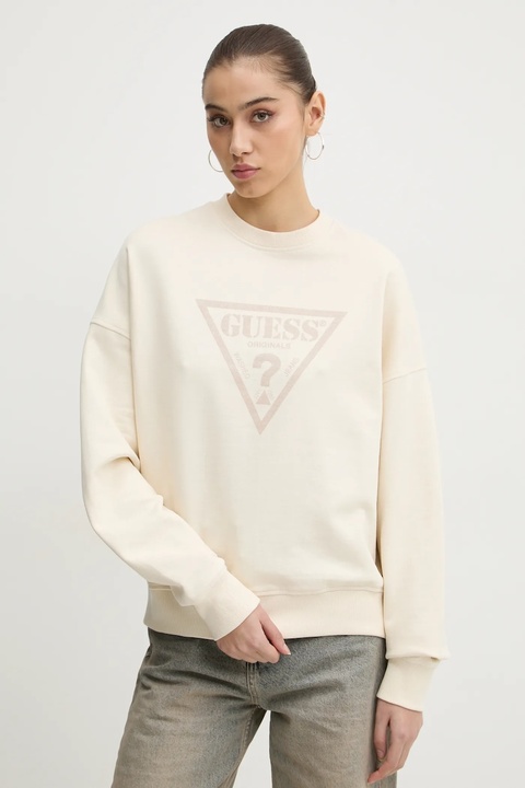 Guess Originals bluza bawełniana damska kolor beżowy z nadrukiem W5RQ14 K68I1 - zdjęcie produktu nr 1