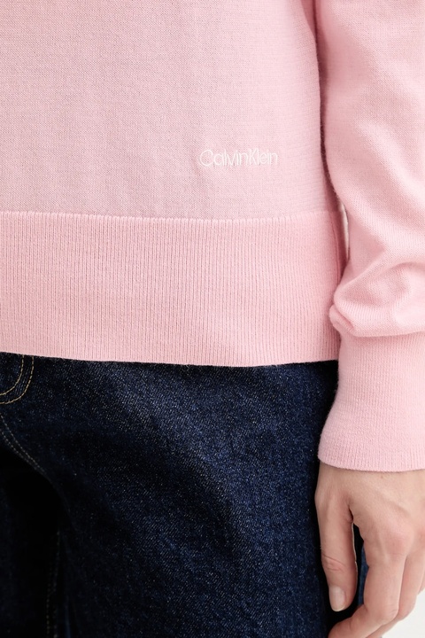 Calvin Klein sweter z dodatkiem wełny damski kolor różowy lekki z golfem LV044D371G - zdjęcie produktu nr 2