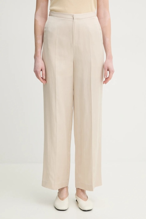 ISABELLE BLANCHE spodnie damskie kolor beżowy szerokie high waist IS25SS-P052-T004 - zdjęcie produktu nr 2